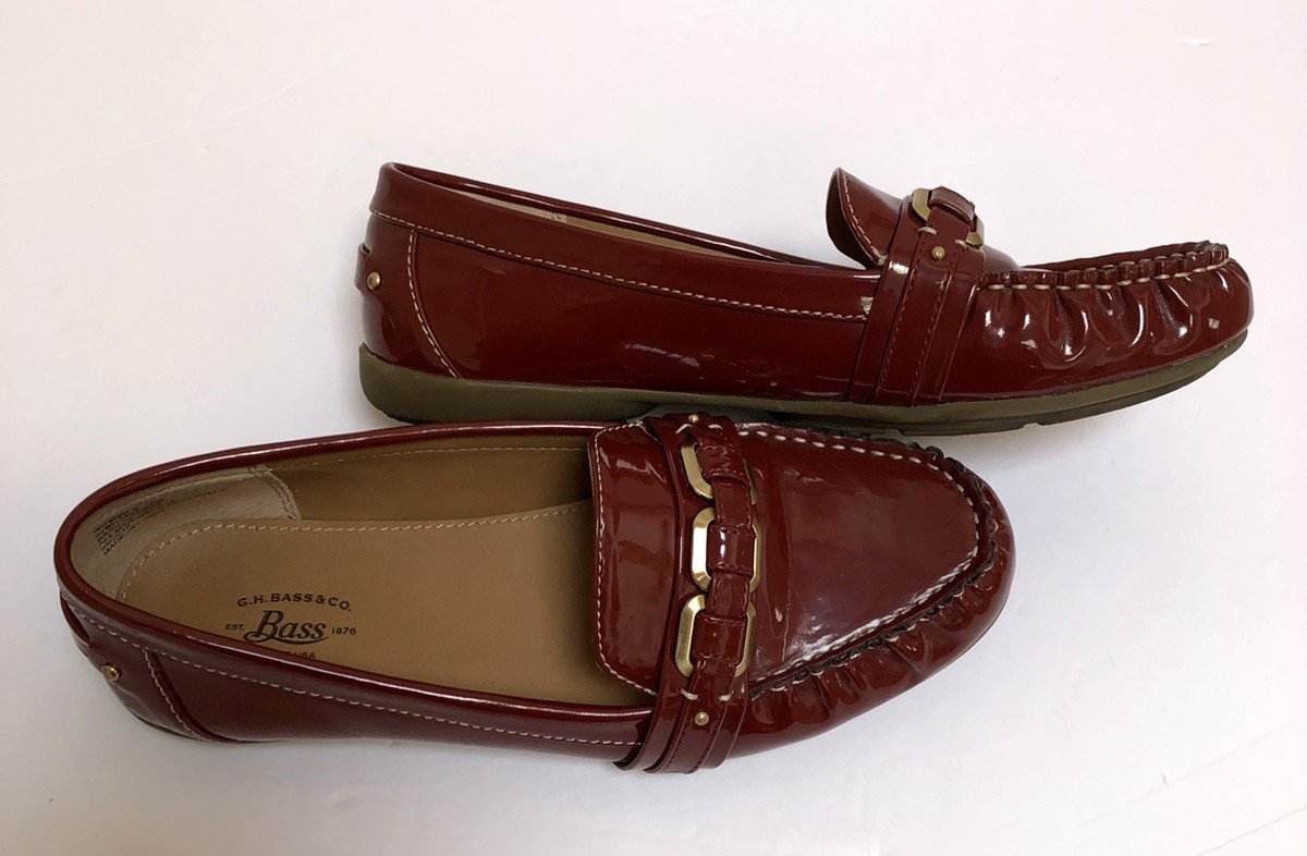 Bass Betsy Rust Vegan Man Made Patent Moc Loafer Shoes Women’s 7M