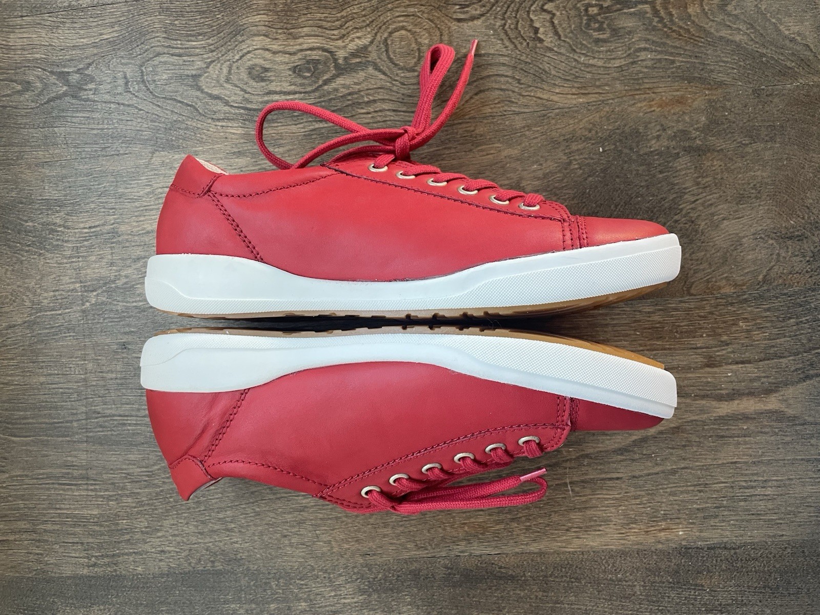 Josef Seibel Sina 11 Red Sleek Leather Sneakers Shoes Lace Up US 6-6.5 EU 37