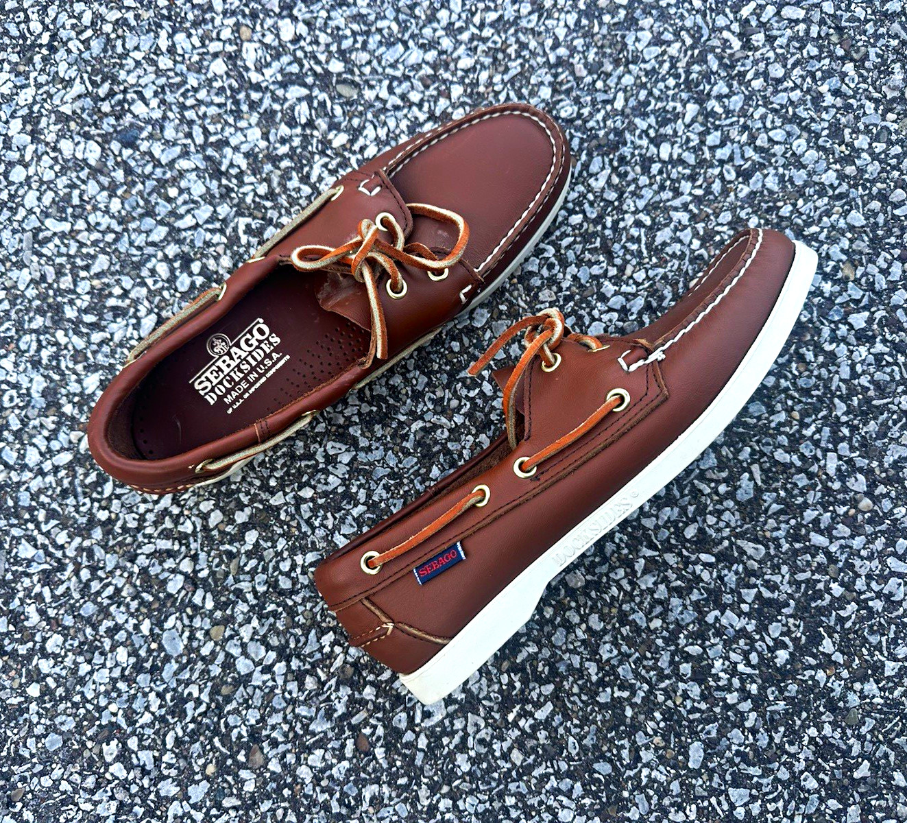 Sebago Docksides Women’s Brown/White Leather Boat Shoes Lace Up US 8.5 EU 42