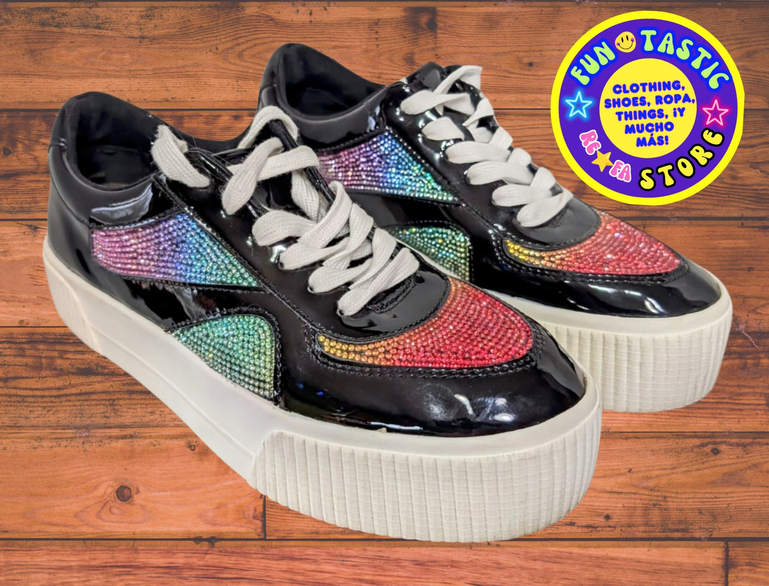 WOMENS PLATAFORM SNEAKERS. MIX No. 6 BRAND. MULTICOLOR STONES. 6.5 M US – 37 EU