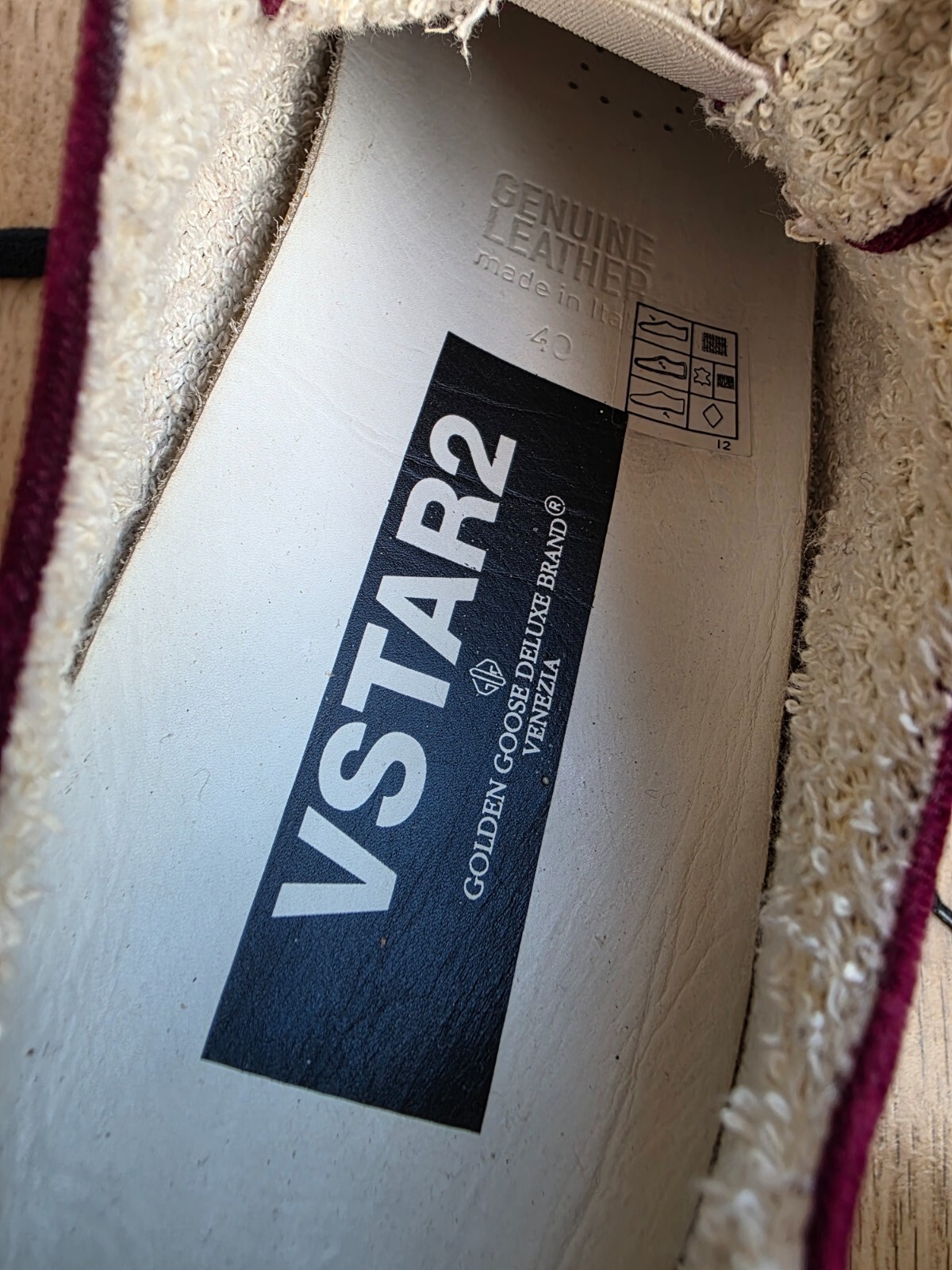 GOLDEN GOOSE VSTAR 2 DELUXE BRAND BURGUNDY SIZE 40 EU, 9.5 US, 7.5 UK