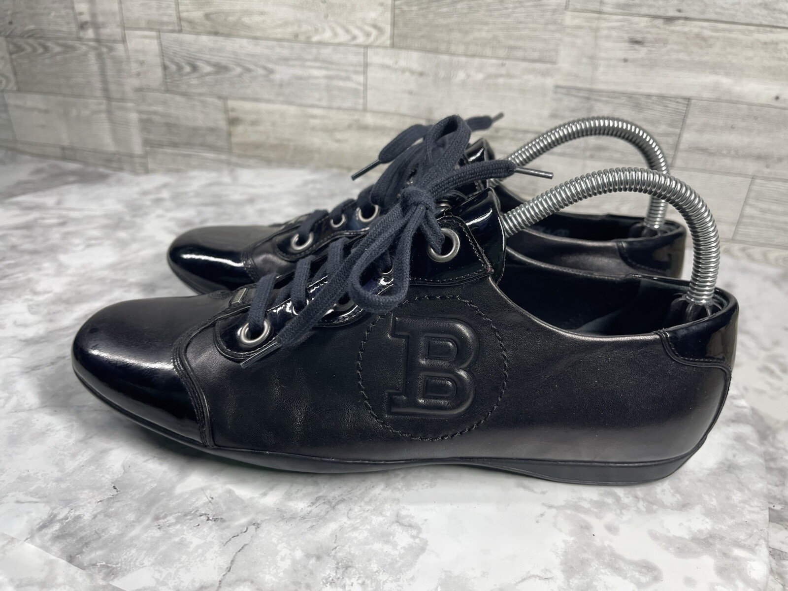 Bally Kayak Sneakers Women 38 / 7.5M Shoes Black Patent Leather Switzerland Made