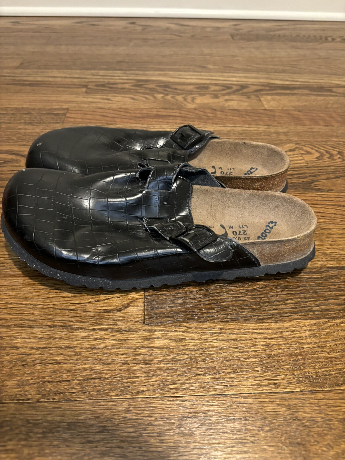 Birkenstock Clogs Size 42 Black Metalic Leather