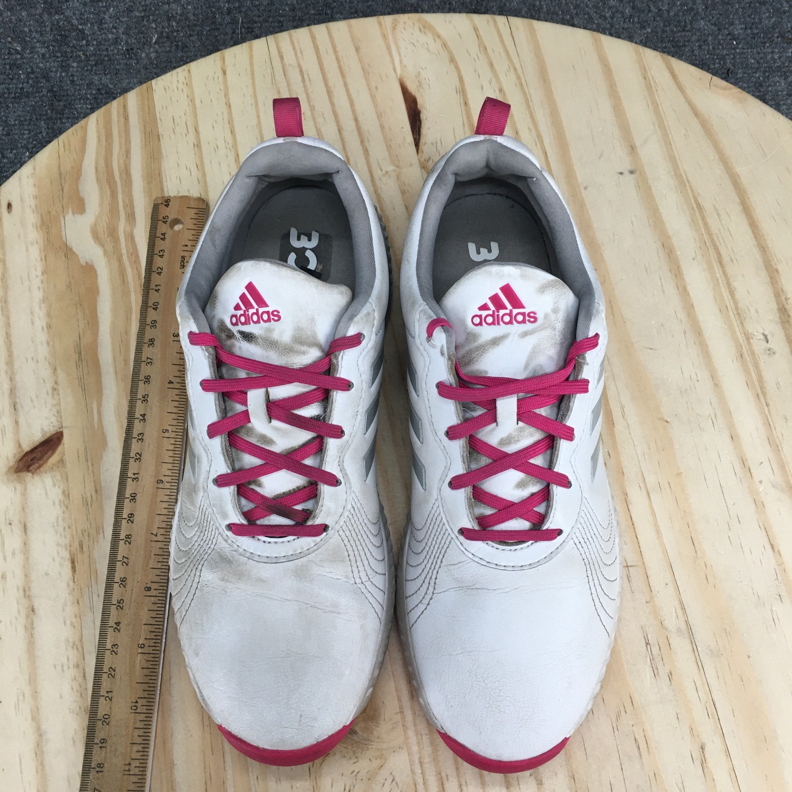 Adidas Shoes Womens 9.5 Bounce Golf Sneakers White Leather Lace Up Sports AC8283