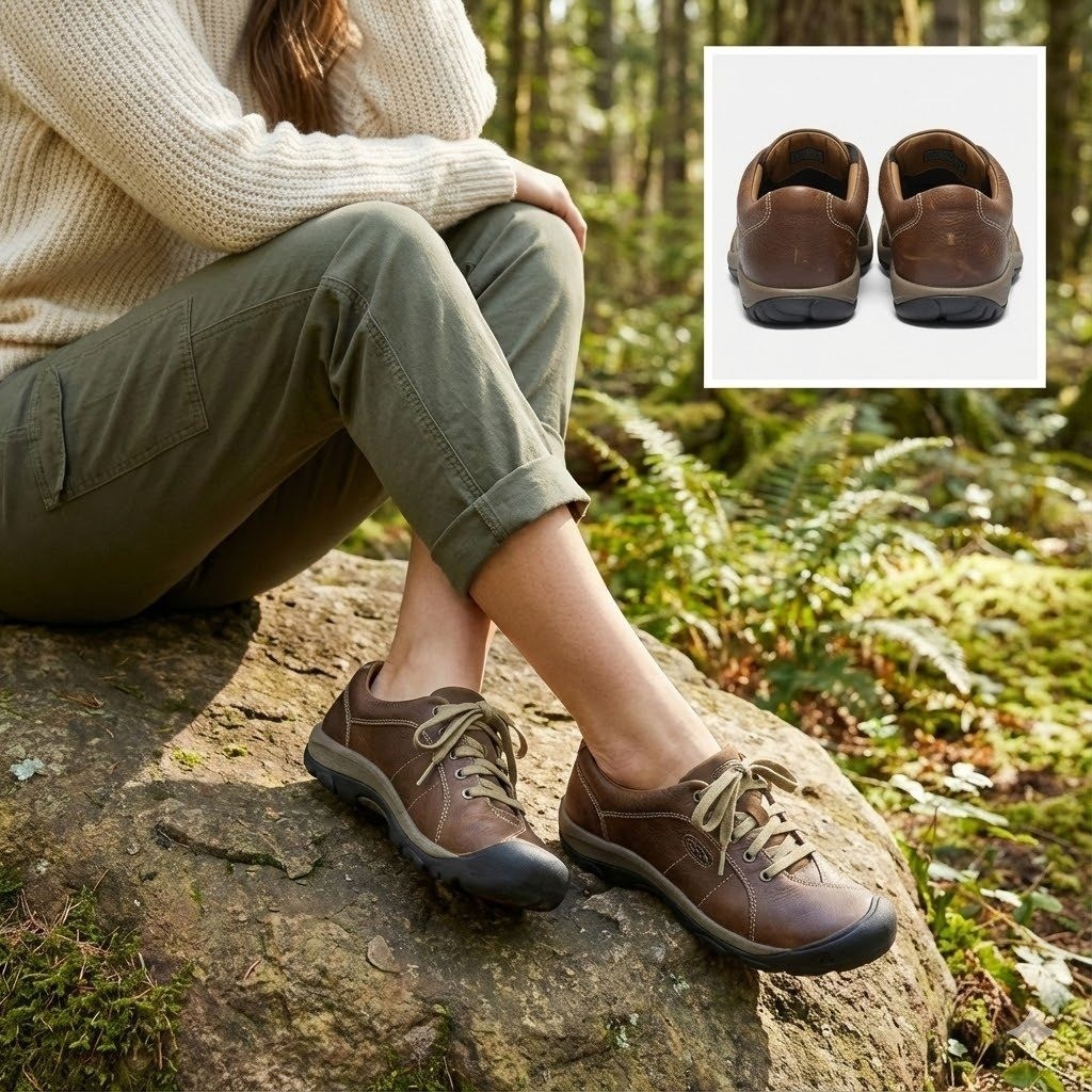 KEEN Women’s Presidio 1011401 Brown Leather Walking Hiking Shoes Comfort Size 8