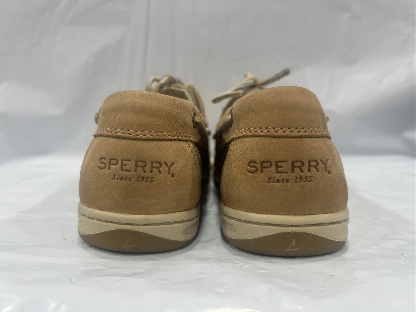 Sperry Koifish Women’s 9.5 Linen Oat Lace Up Moc Toe Casual Boat Shoe EBS2375