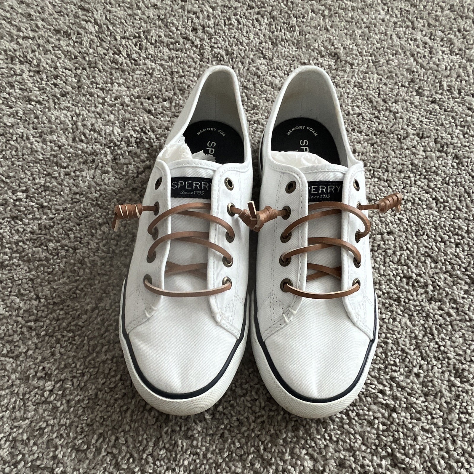 Sperry Top-Sider Memory Foam Canvas Sneaker White/Brown 8M STS85128