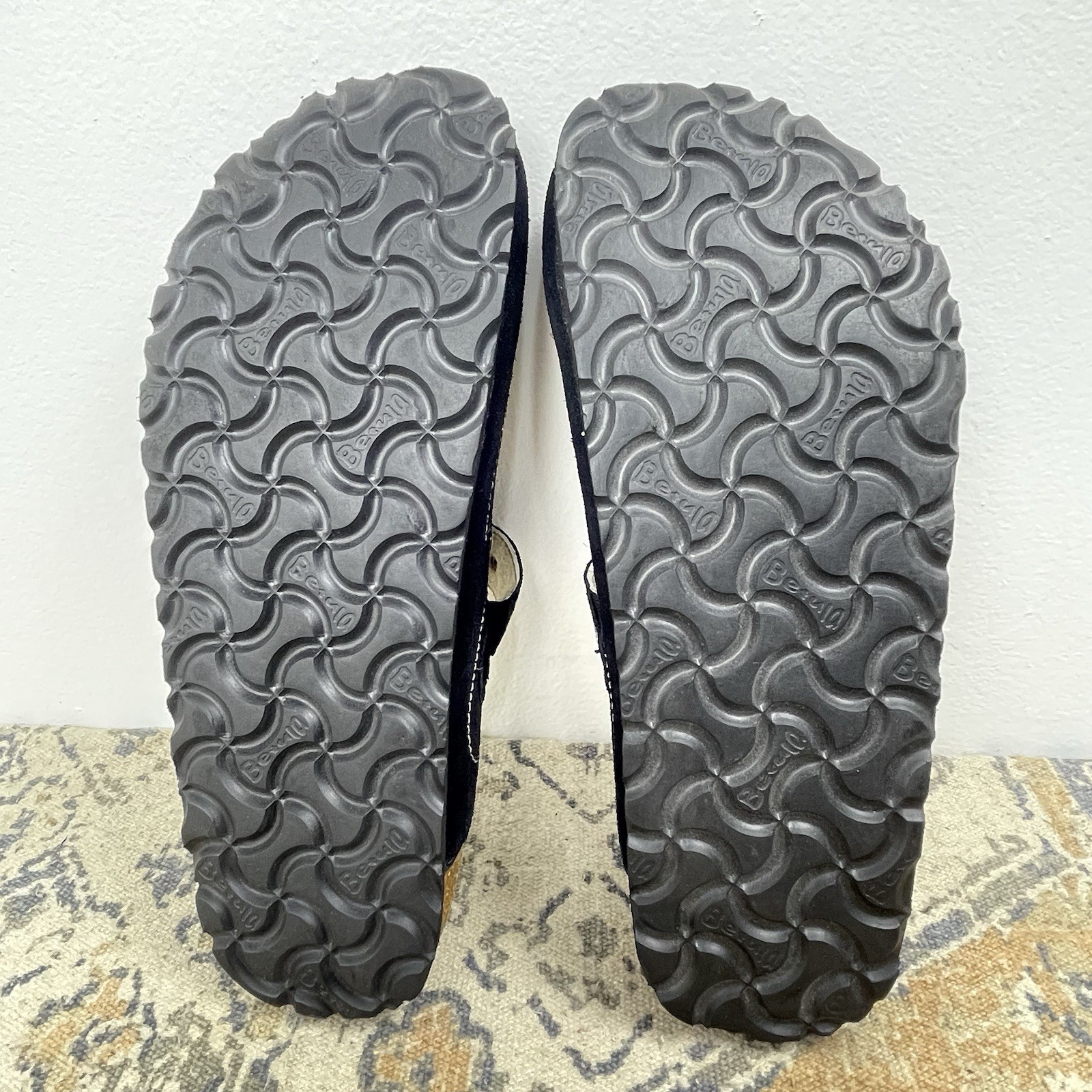 Betula By Birkenstock Mary Jane Clogs Black Suede Floral NWOB EU 38 US 7