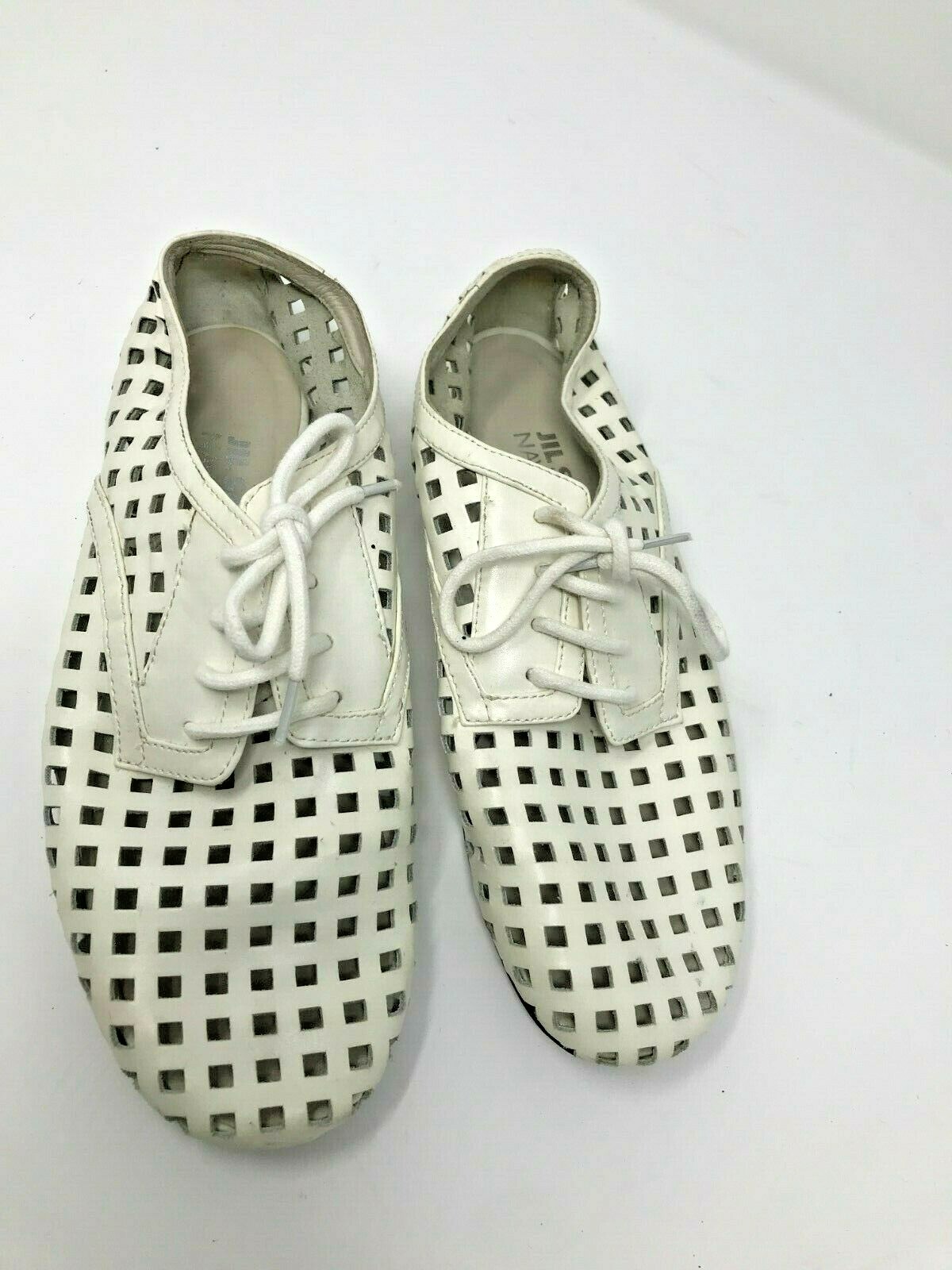 JIL SANDER Navy Womens Laser Cut Leather Lace Up Oxford Derby Shoes SZ 35 5 lux