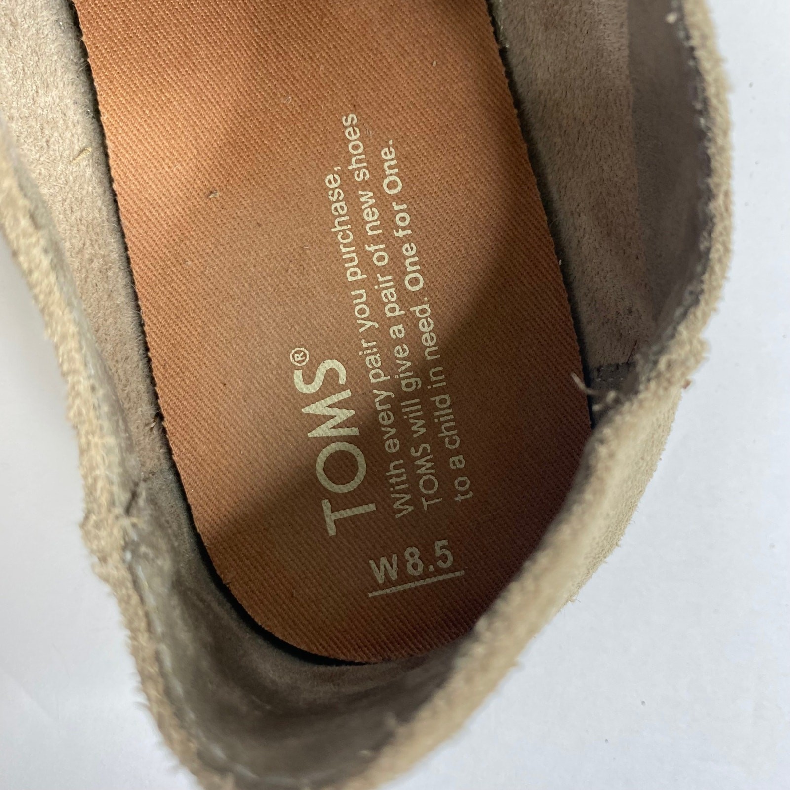 TOMS Lena Desert Taupe/Beige Suede Leather Espadrille Lace Up Womens 8.5 Shoes