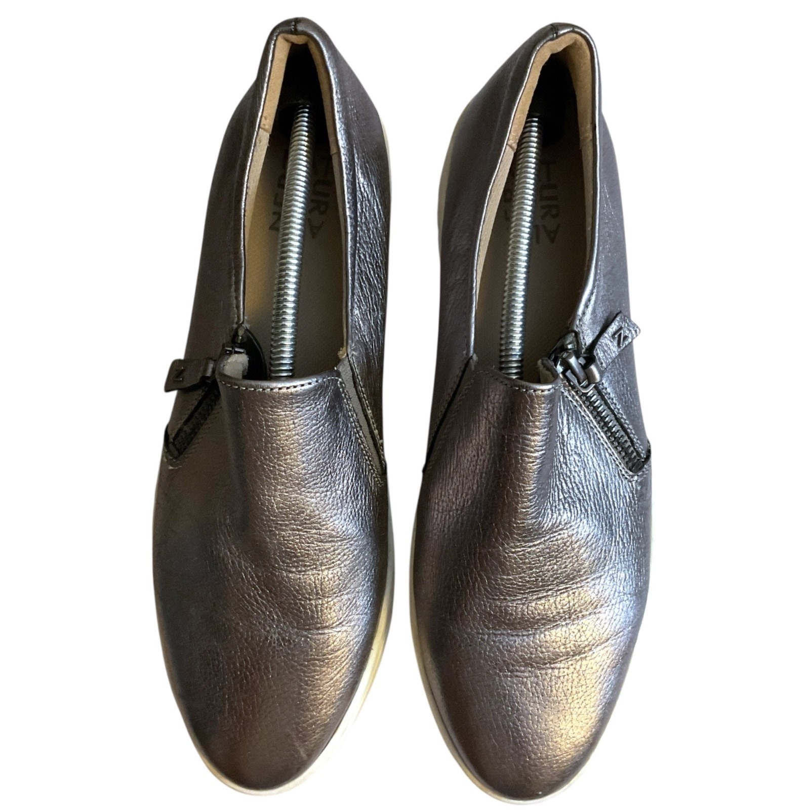 Naturalizer Hawthorn Leather 9.5 M Comfort Shoes Women’s Pewter Side Zip
