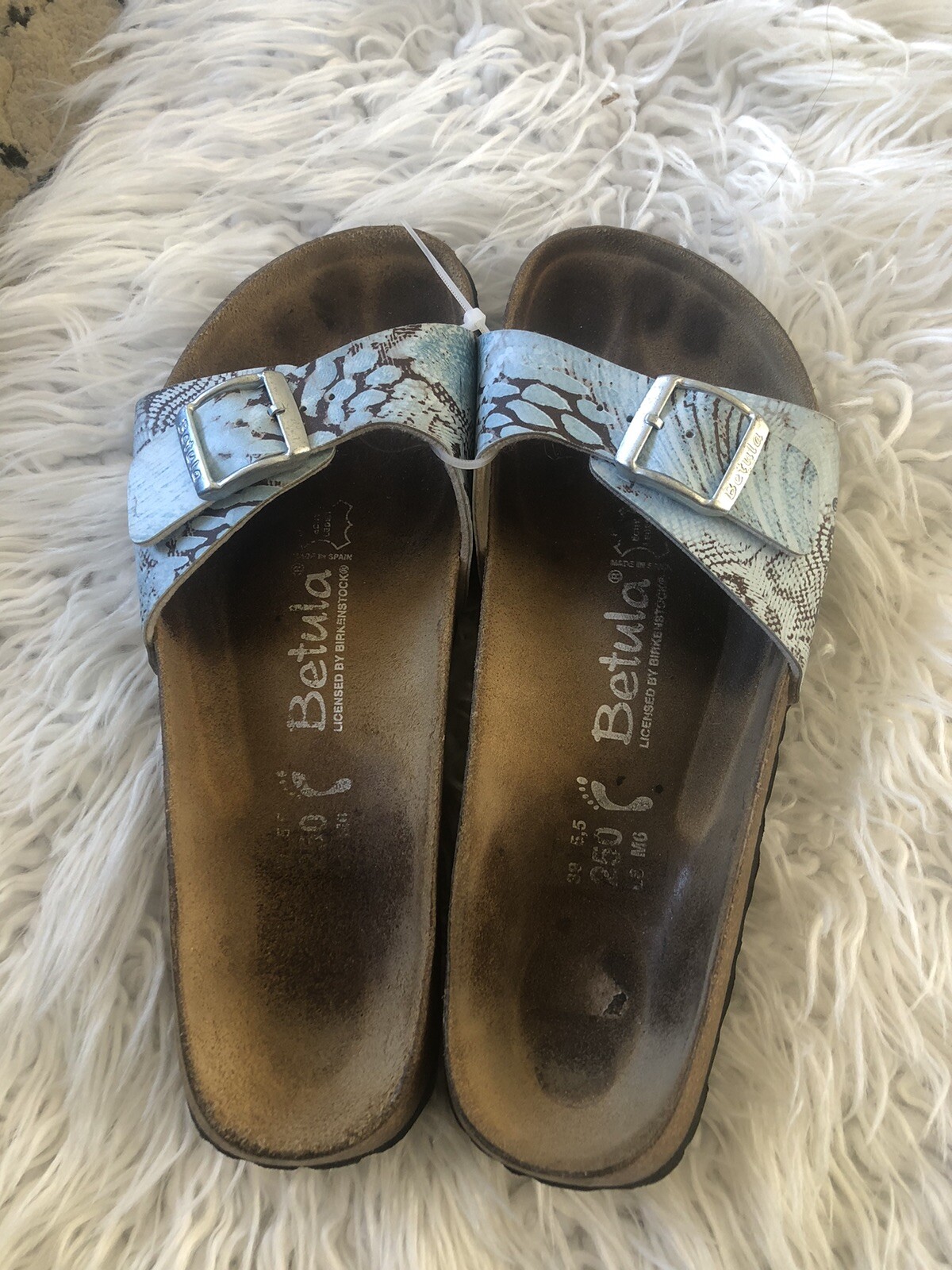 Betula by Birkenstock Blue Printed Slip on Sandals Ladies 8 Men’s 6