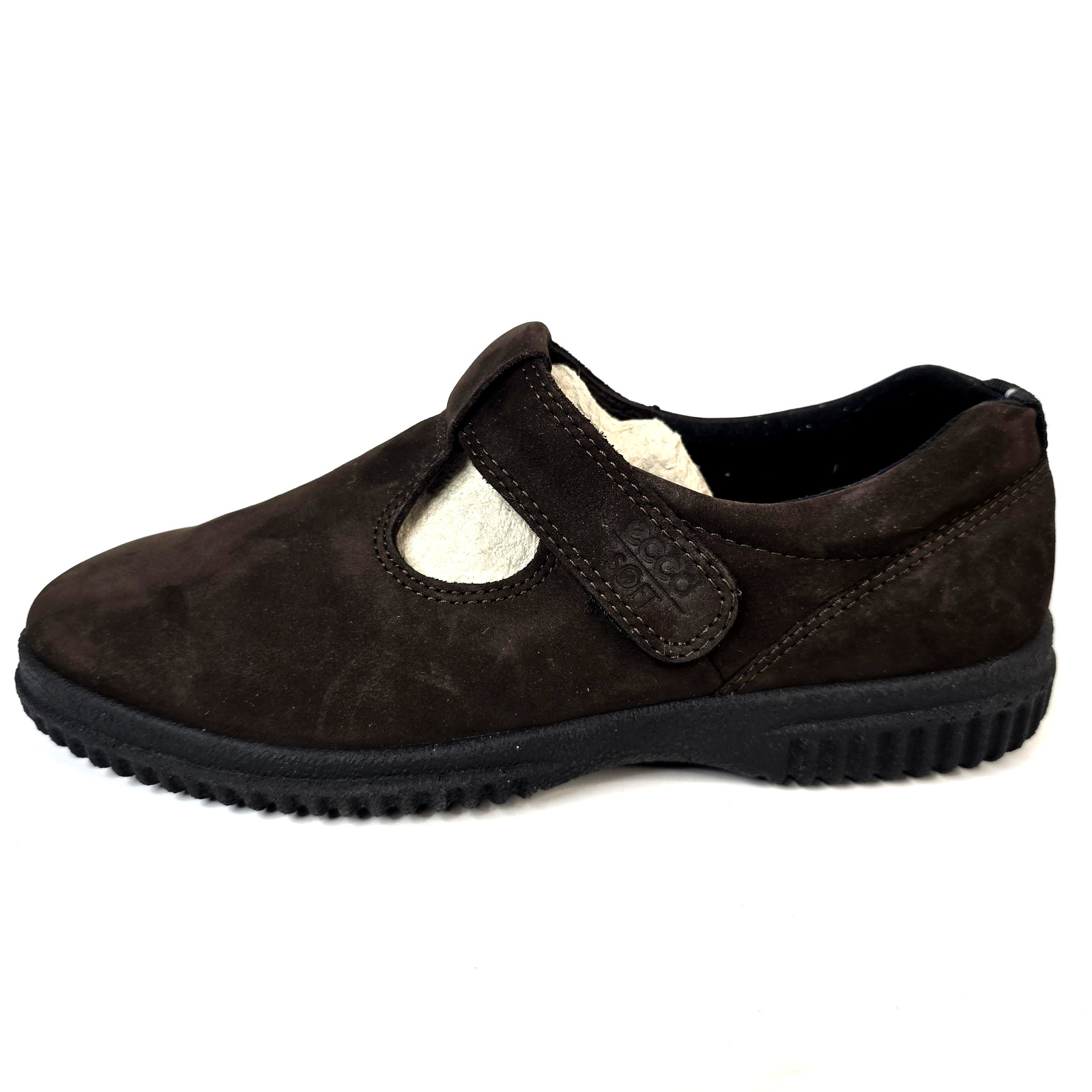 NWT ECCO Soft Women Size US 6-6.5 Brown Suede Mary Jane Hook Loop Comfort Shoes