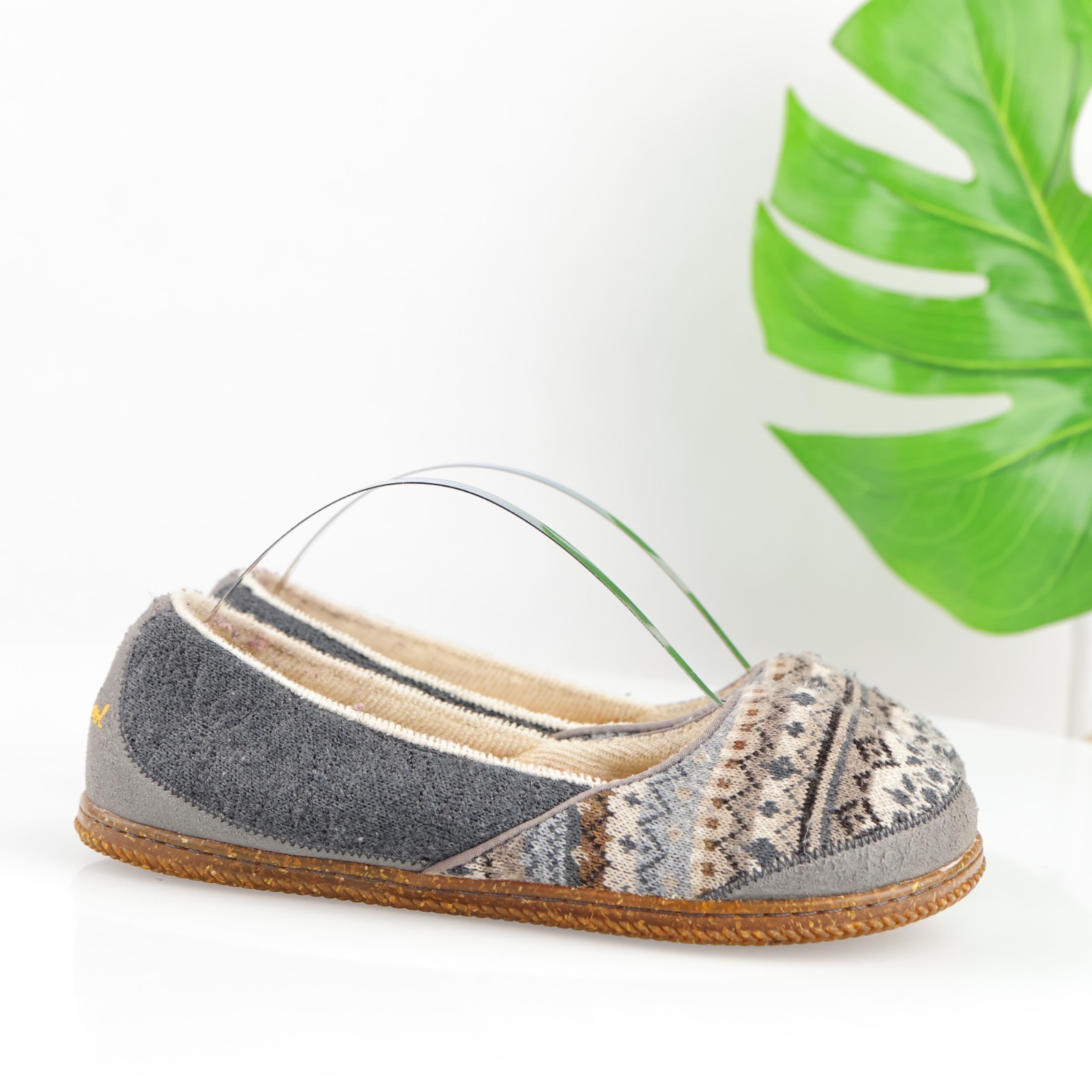 SmartWool Womens Morning Ballet Slipper Size 7 Gray Knit Lined Slip On Flat Shoe