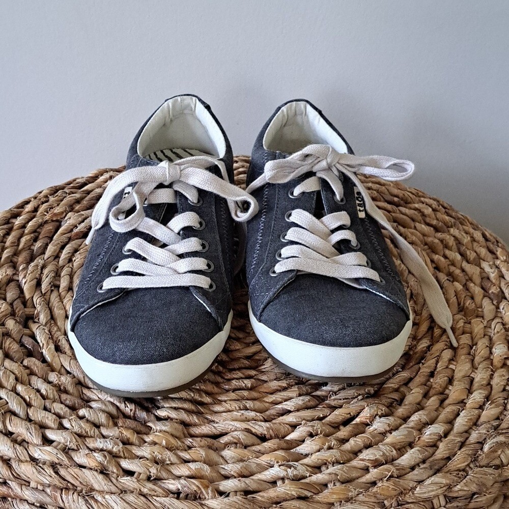 Taos Womens Star Charcoal Washed Canvas Casual/Athleisure Low Sneakers S-8
