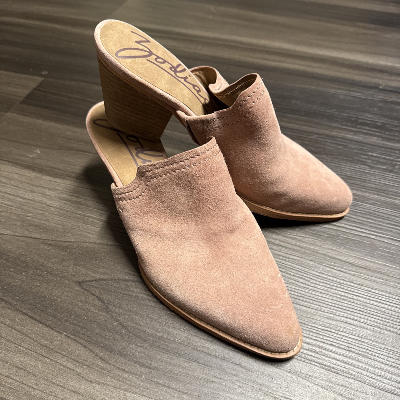 Zodiac Suede Leather ADA Slip-on Open Back Mules Pink Shoe Size 9 Cowboy Western