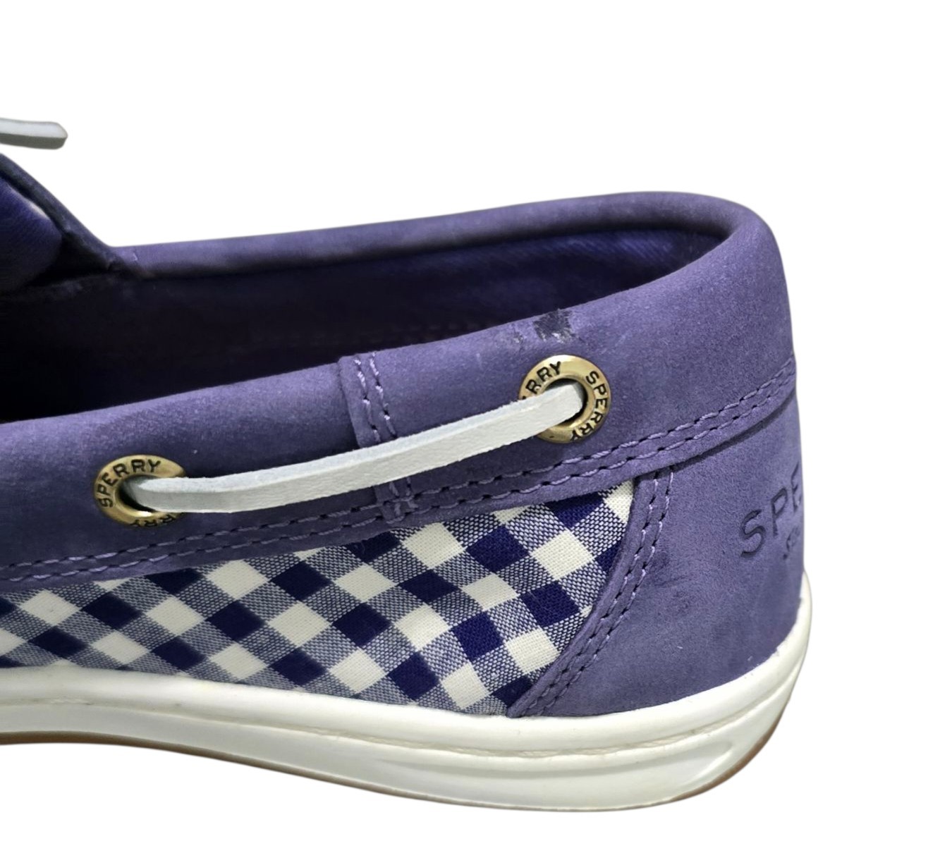 Sperry Koifish Gingham Womens 2 Eye Boat Shoes Size 6.5 W Purple New READ
