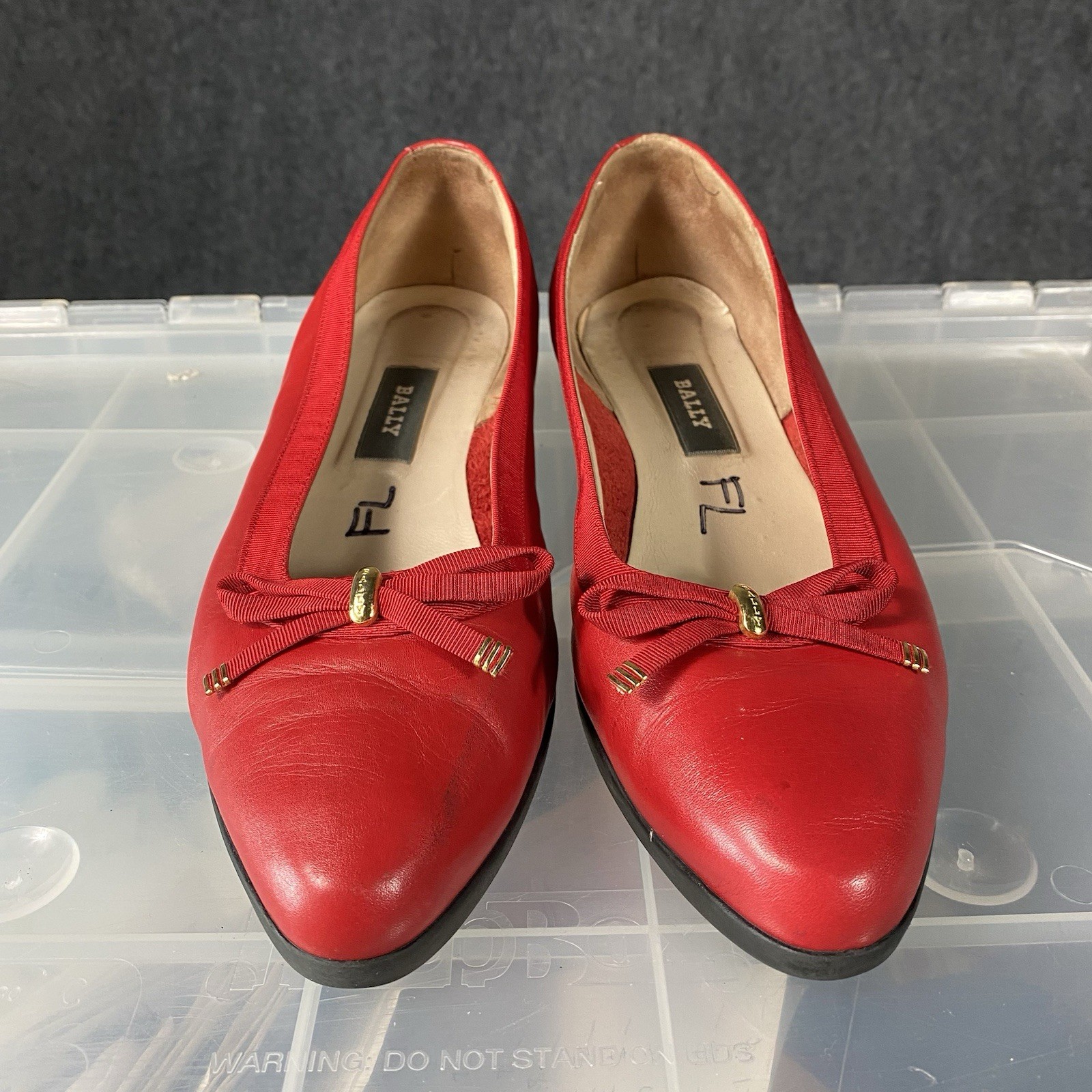 Bally Belle Leather Wedge Womens Shoes Size 9.5 Red Made in Italy Slip On