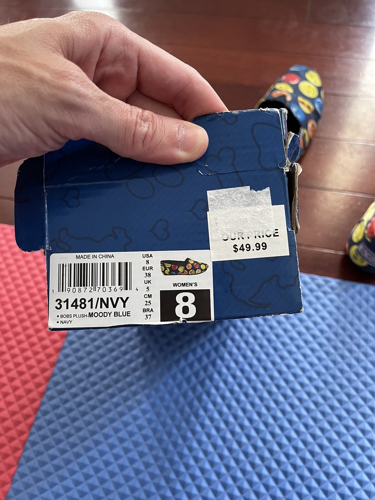 Bob’s From Skechers Emoji Slip On Memory Foam Shoes Flats Size 8 Blue Yellow