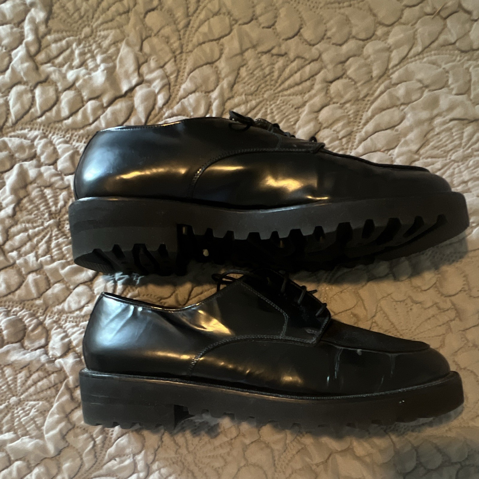 Paul Green Men’s Black Patent Leather Derby Lace-Up Round Toe Dress Shoes US 10