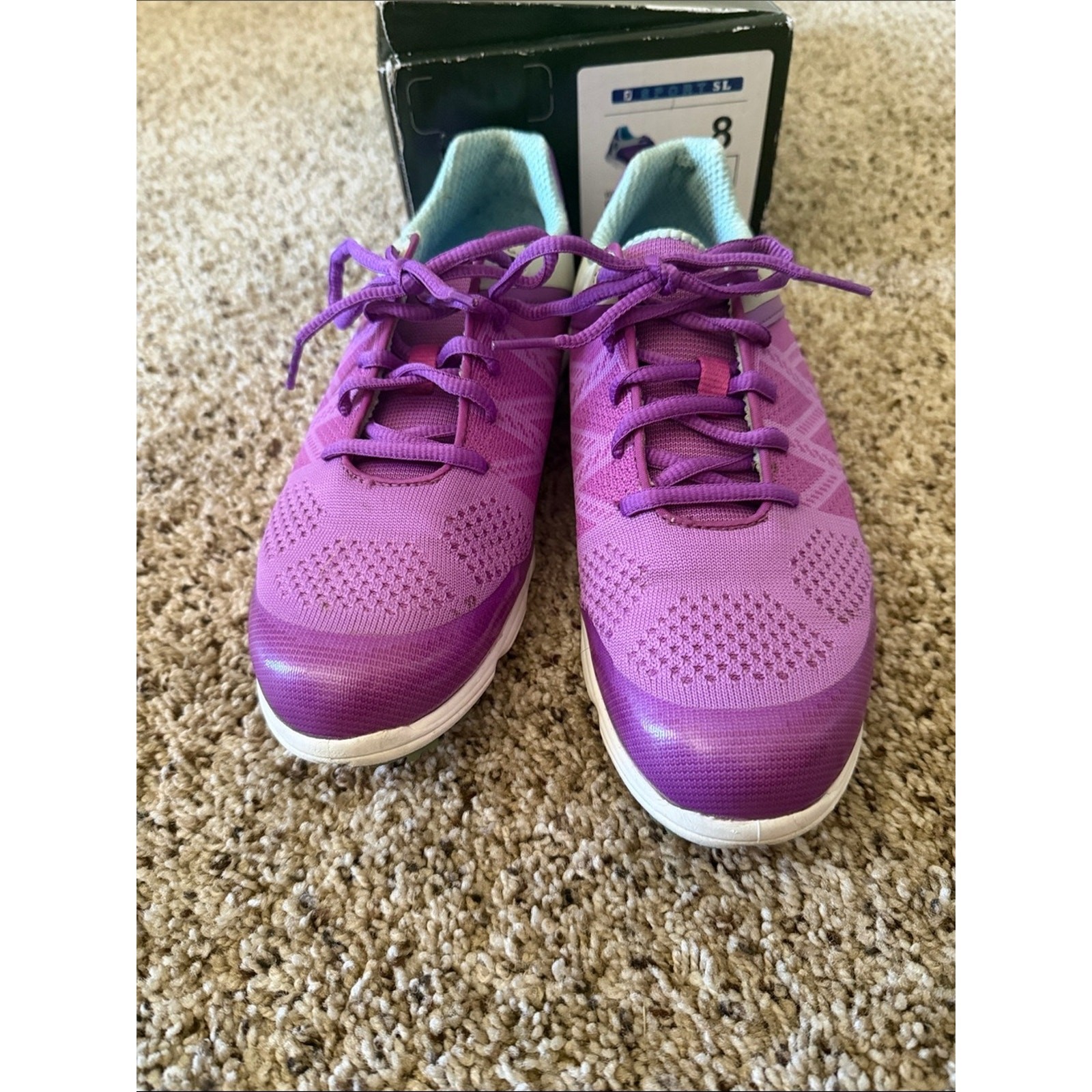 Women’s Golf Shoes Sz 8 FootJoy Purple. Used once. Comes with box super clean.
