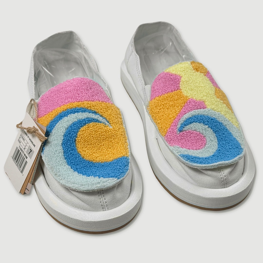 Sanuk Donna ST Shoreline Loafers / Shoes NWT Womens 7 White / Multi – #49512-K1