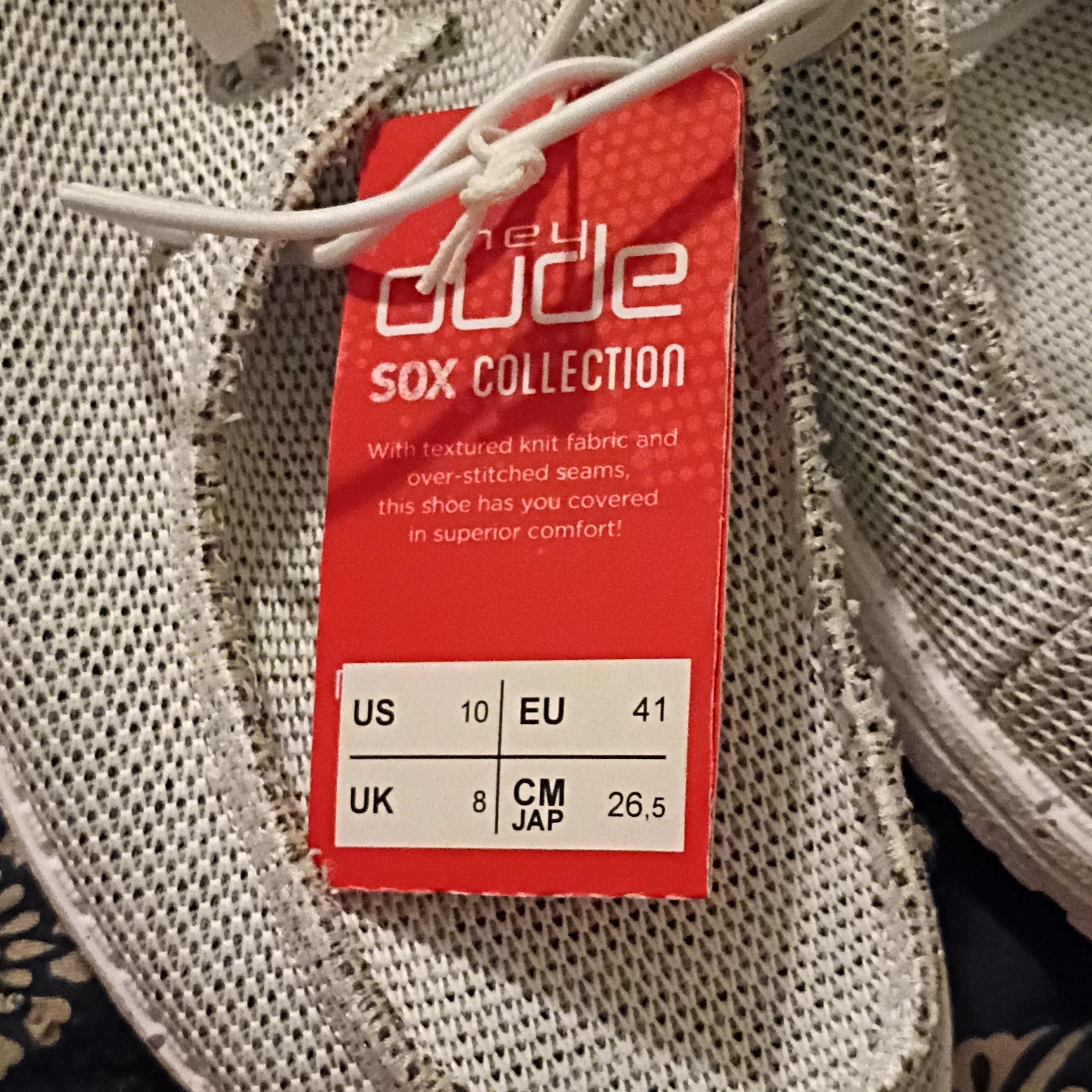 Hey Dude Wendy Sox Sox Collection Womens Stone White Slip-On Lightweight US 10