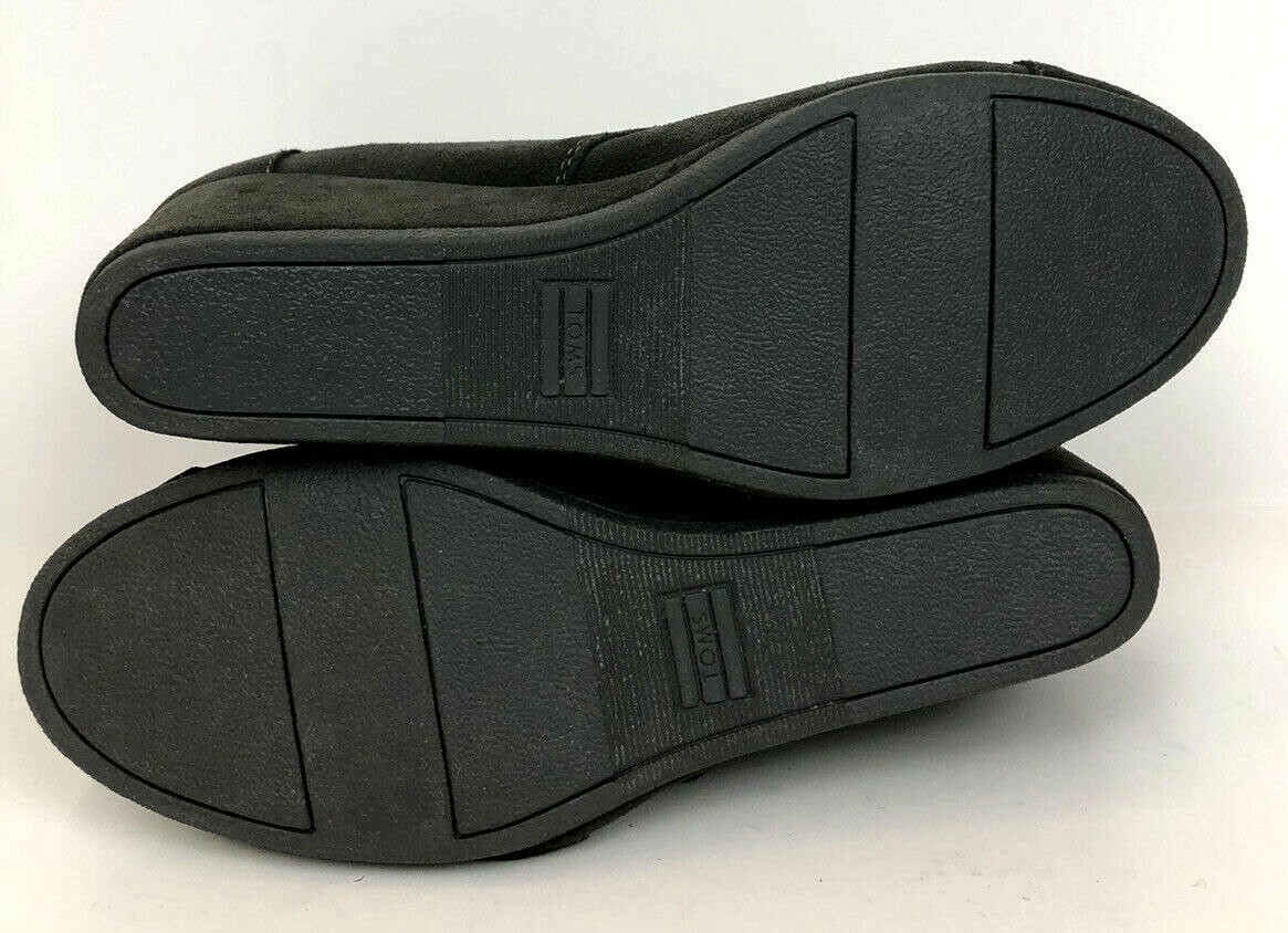 TOMS Womens Desert Suede 2.45″ Wedge Ankle Bootie Size 10 Dark Gray Lace Up EUC