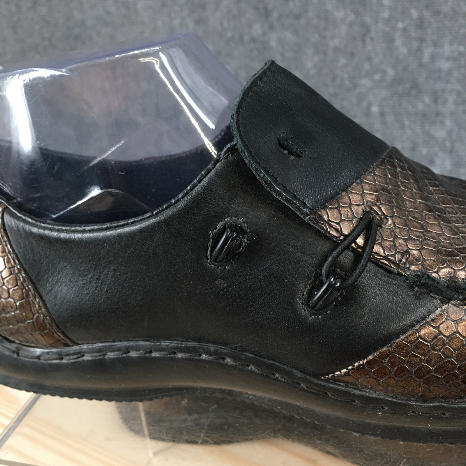 Rieker Cassie Shoes Womens 39 Loafers Slip On Comfort Snakeskin Bronze Black