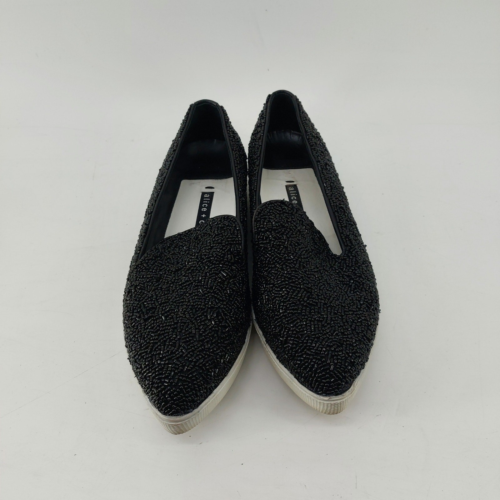 Alice + Olivia Womens Size 9 Beaded EURO 39 Sneaker Shoe Black Leather