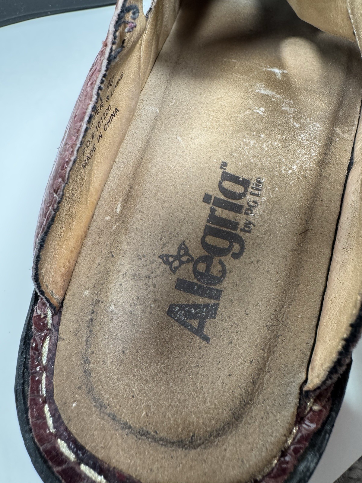 Allegria PG Lite Clogs Slip-On Mule Work Shoes Size 40 US 10 Choco Snake Red