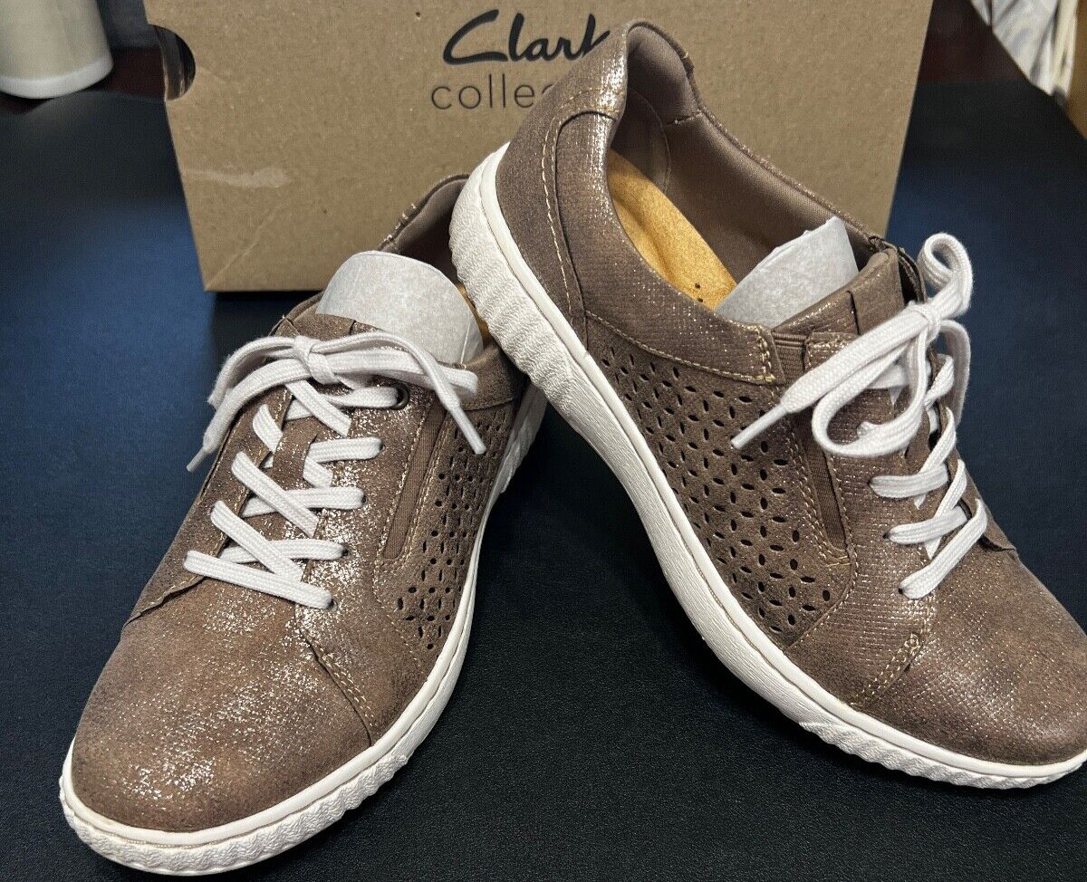 CLARKS Womens SNEAKERS 7. 5 M Brown Laces Ultimate Comfort Memory Foam