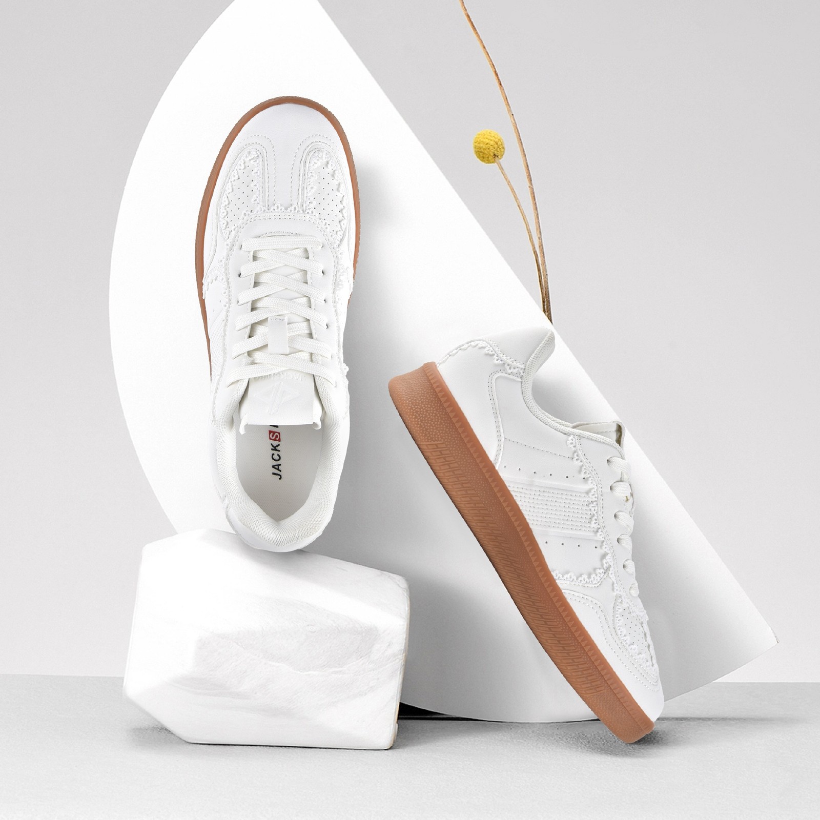 Women Ribbon Lace-Up Fashion Sneakers Arch Support Gum Sole Tennis Walking Shoes