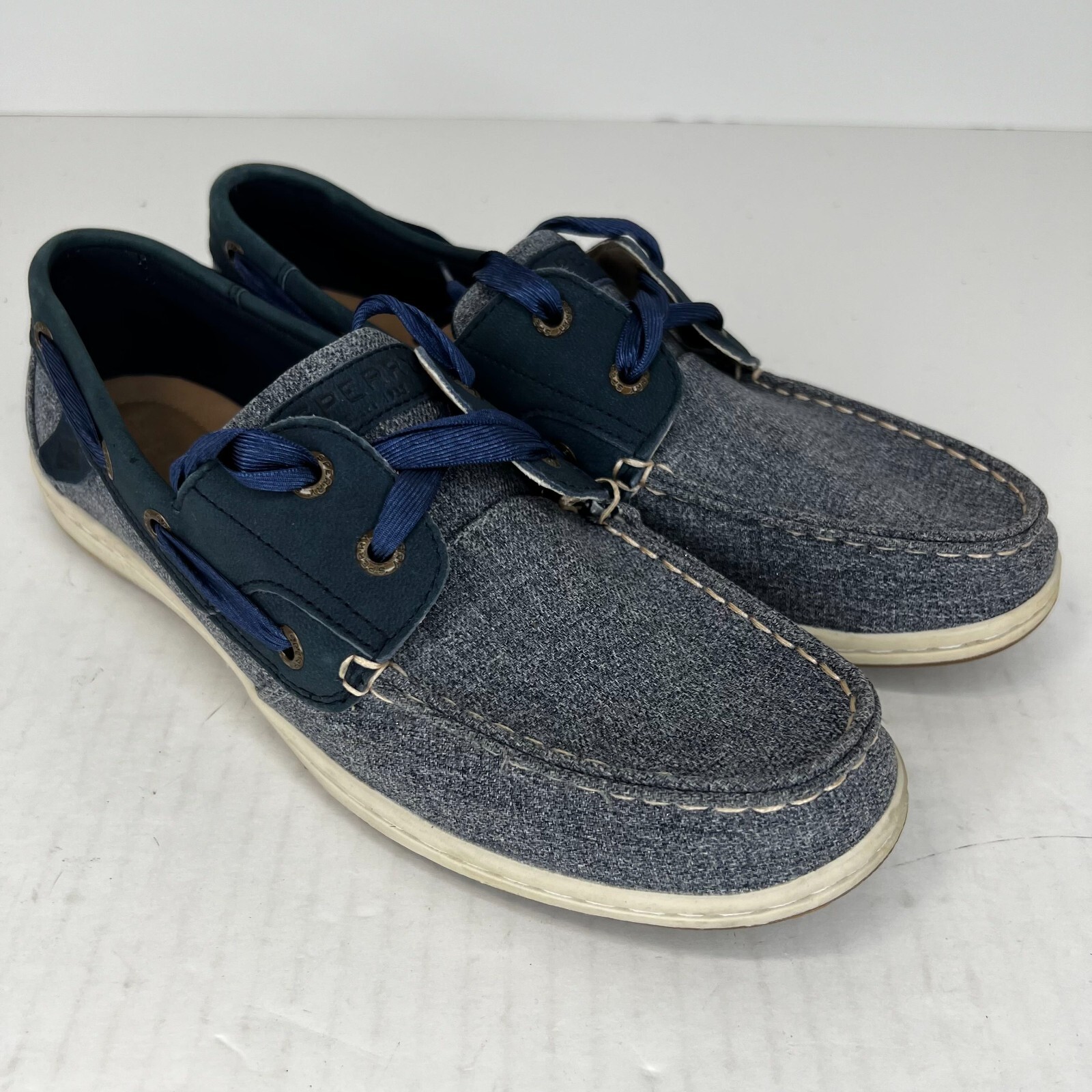 Sperry Womens STS84344 Blue Koifish Sparkle Chambray Slip On Size 8.5 Boat Shoes