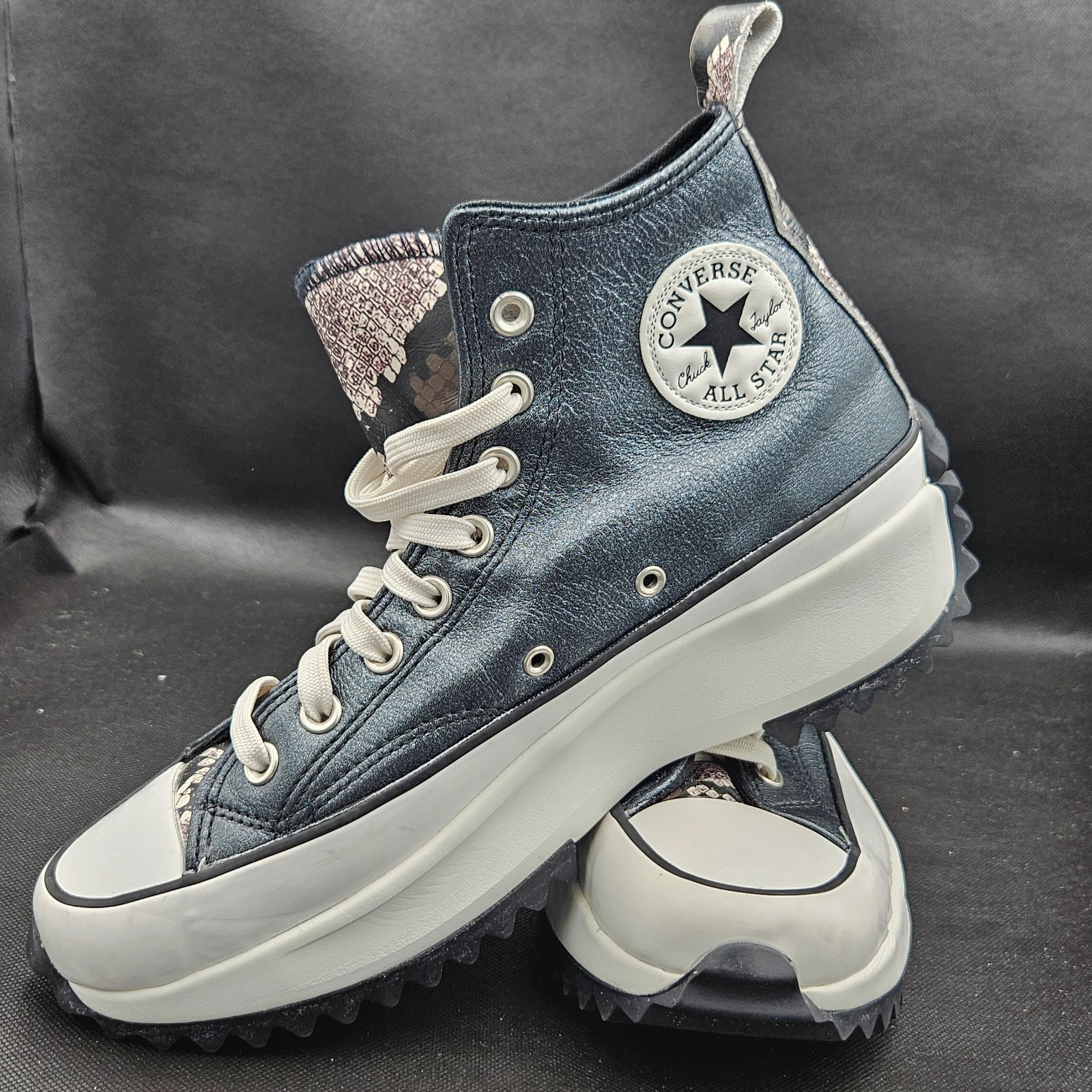 Converse Run Star Hike Leather High Top Mens 9 Womens 10.5 Snake Print Y2K