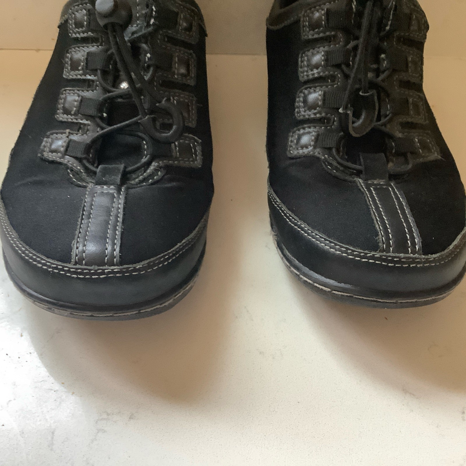 Aetrex – Crystal Black Leather Bungee Women Oxford – Blackberry Sz 7.5 Wide EUC!