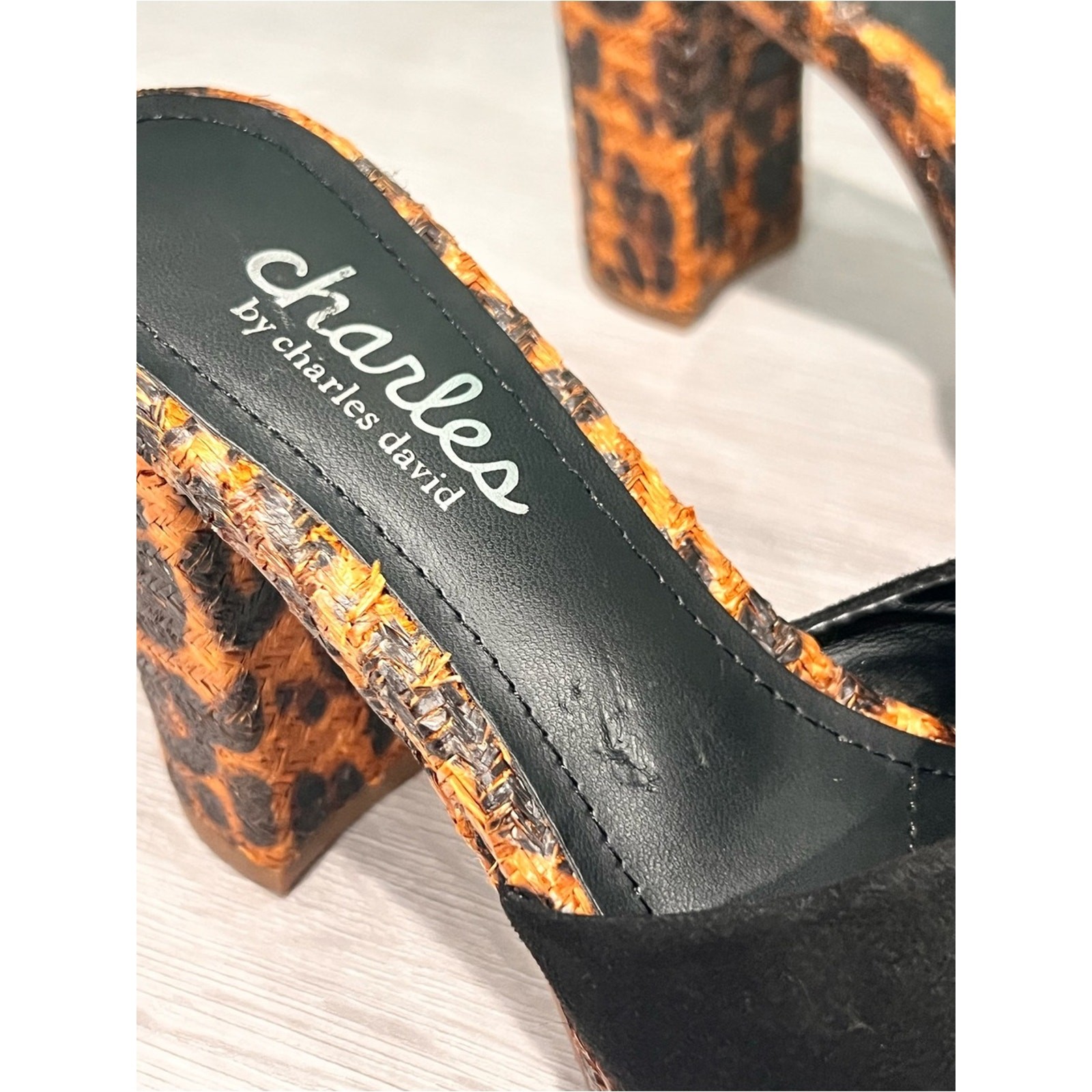 Charles by Charles David Woven Leopard Platform Mules Women’s Size 6
