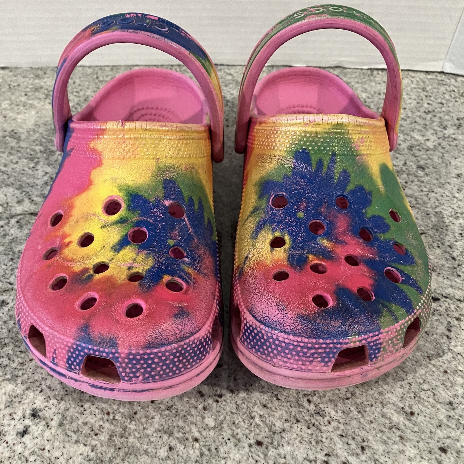 Crocs Mens 5/Womens 7 Unisex Tie Dye Clogs Shoes Non Slip Colorful