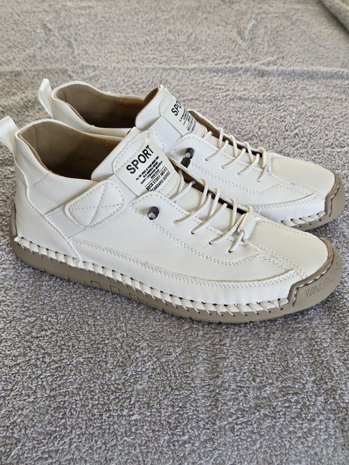 Sport Slip On White Sneakers EU 39 US 8.5 Womens White & Beige