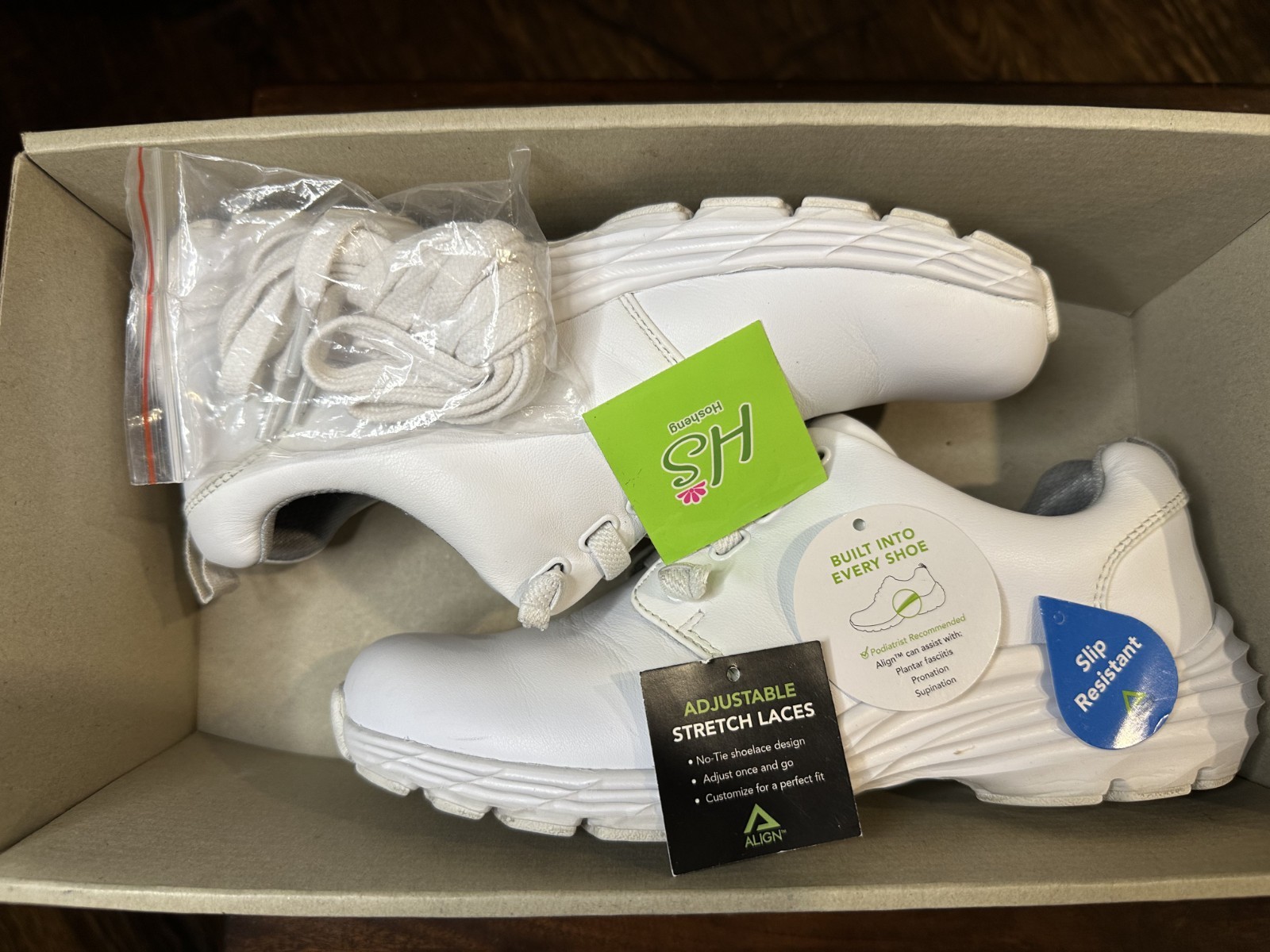NurseMates Align Velocity White Leather Nursing Shoes Women 6.5M Slip Resistant