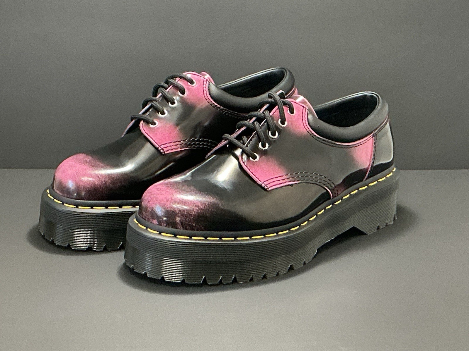 Dr. Martens 8053 Arcadia Leather Quad Platform Shoes Sz 10W/9M Black/Pink *NWD*