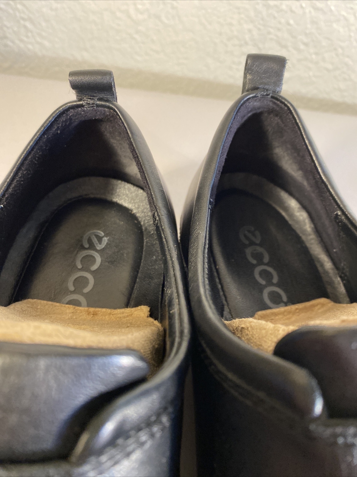 Ecco Shoes Womens Sz 38 Monk Strap Loafer Oxford Black Leather Hook Loop 13333