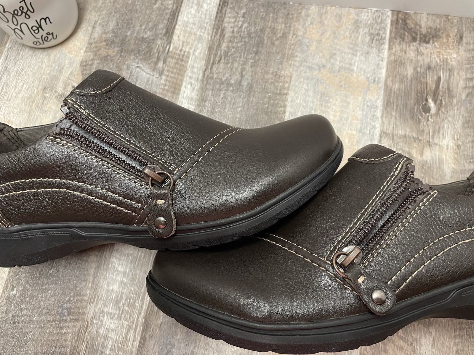CLARK’S COLLECTION Carleigh Ray Women’s Size 9M Side Zip Leather Brown Shoes New