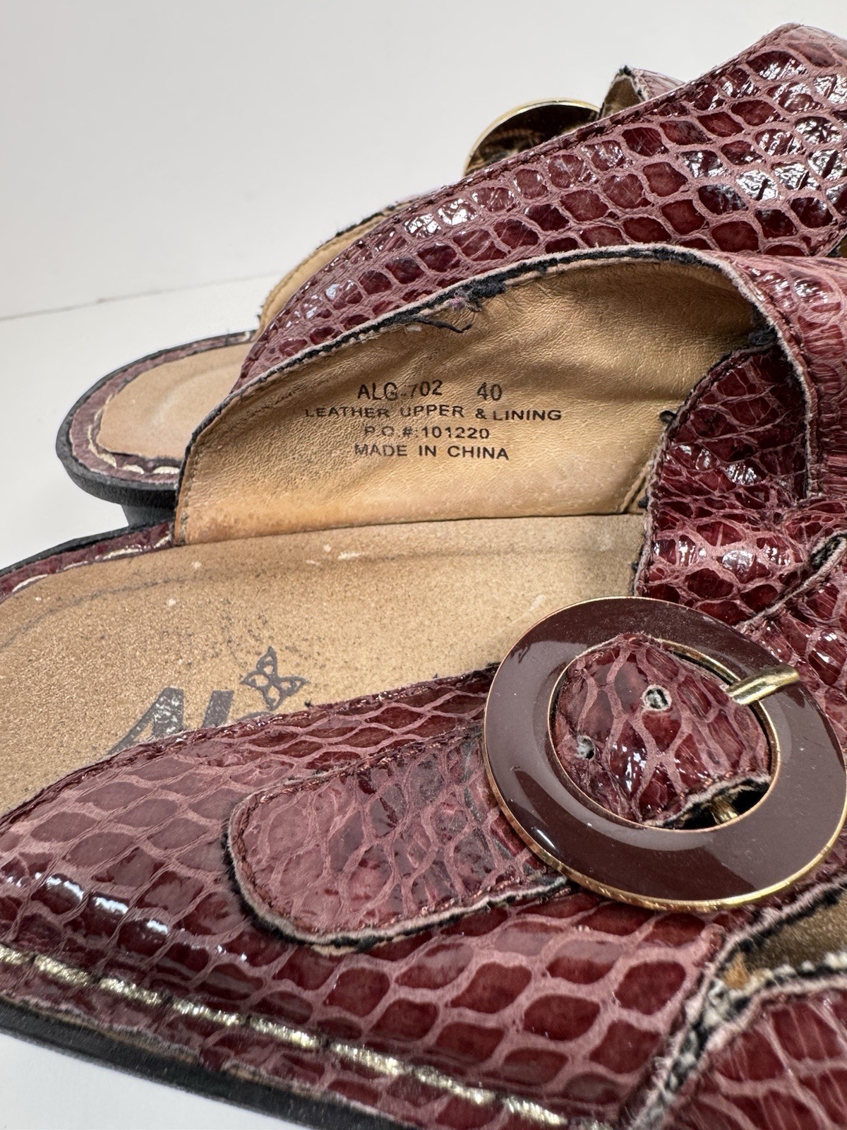 Allegria PG Lite Clogs Slip-On Mule Work Shoes Size 40 US 10 Choco Snake Red