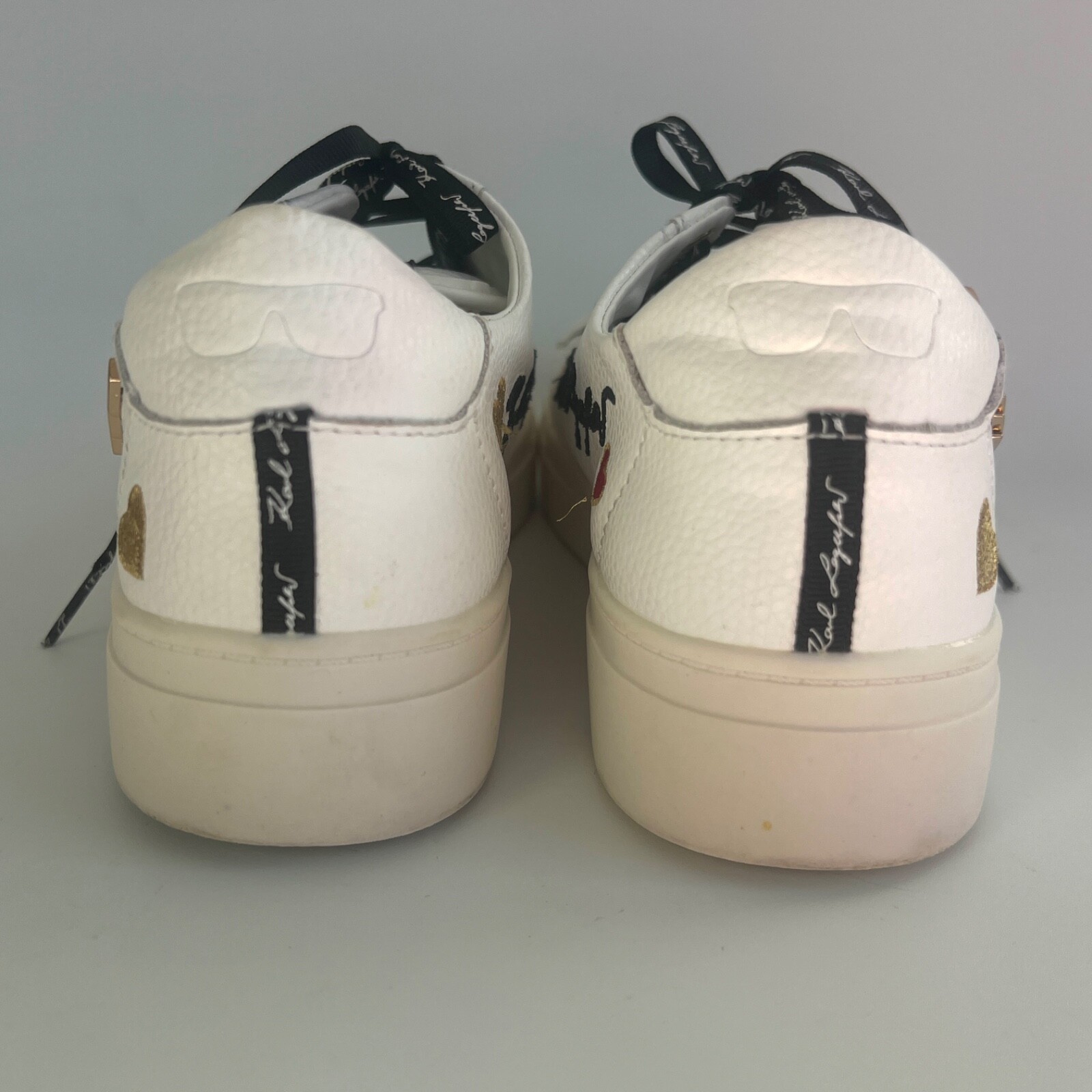 Karl Lagerfeld Paris Cate Pins Women’s 7.5 M White Tumbled Leather Low Sneakers